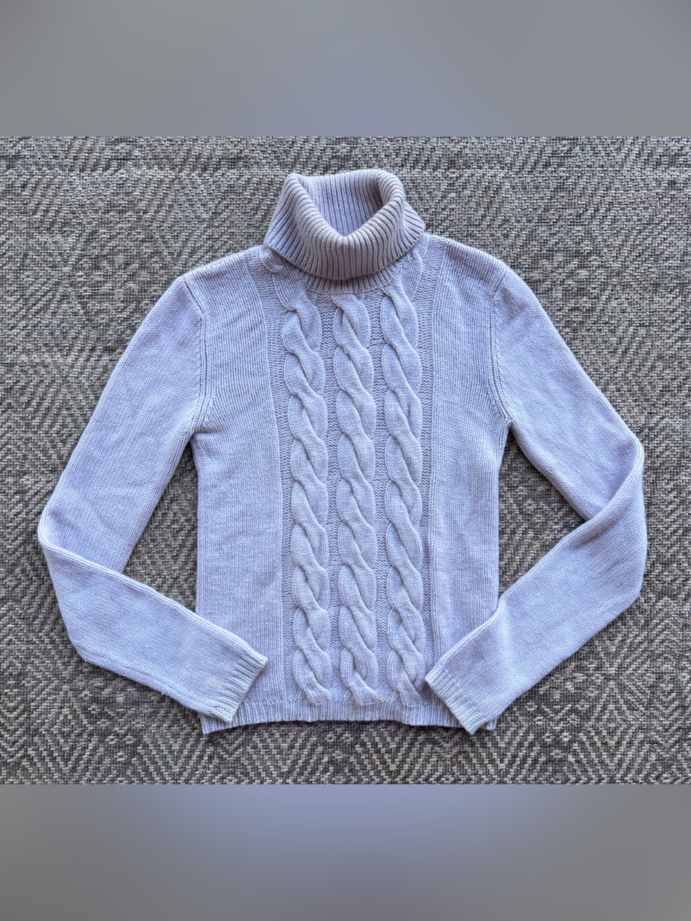 TSE 100% Cashmere Cable Knit Turtleneck Sweater Womens Blush Pink Lavender